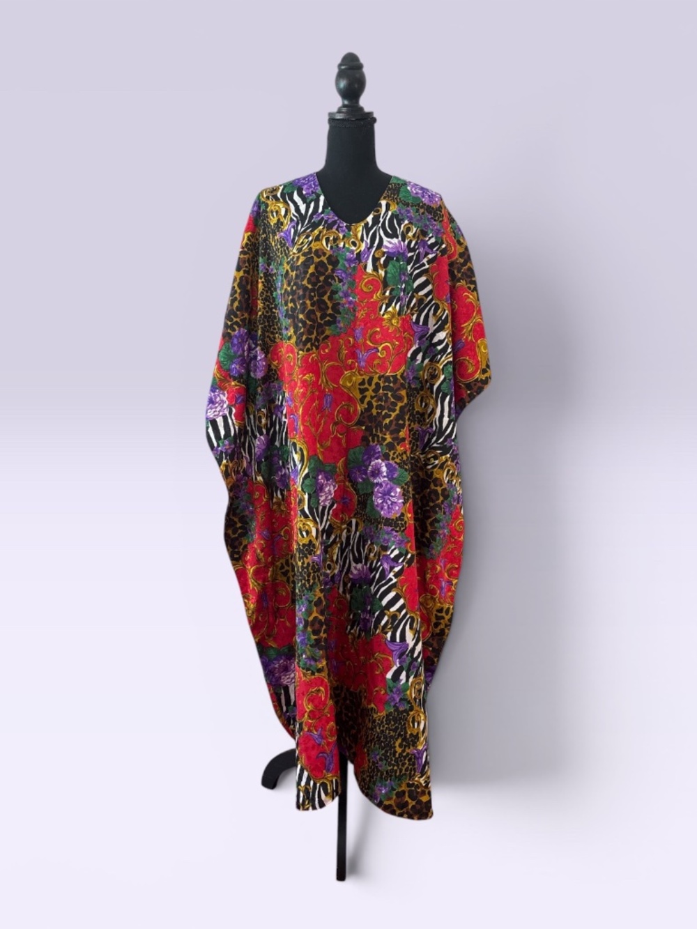 1990 Sante Floral Animal Print Kaftan